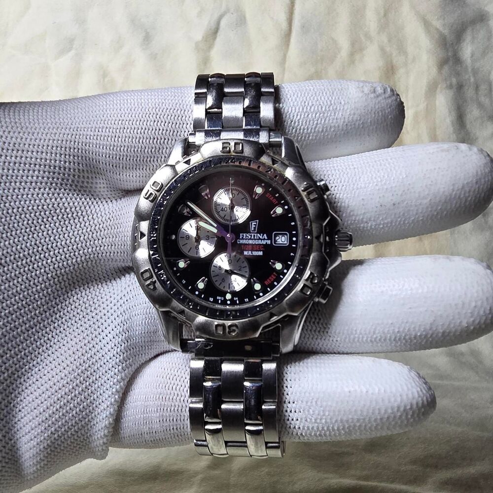 FESTINA Men's Silver and Black Watch